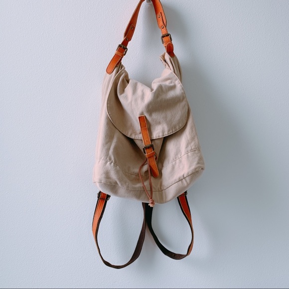 【SOLD】Korean Vintage khkai canvas Backpack - Picture 3 of 9